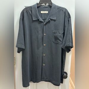 Vintage Tommy Bahama Men's Tropic Isles Short Sleeve Shirt 100% Silk Black XXL